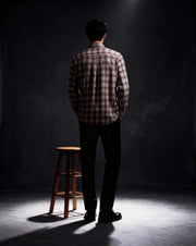 ArrowKnight Men’s Brown & White Checked Cotton Casual Shirt – Regular Fit