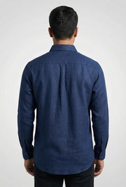Navy Blue  Slim Fit Linen Casual Shirt – ArrowKnight