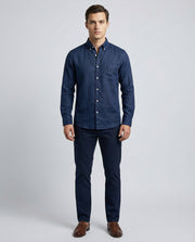 Navy Blue  Slim Fit Linen Casual Shirt – ArrowKnight