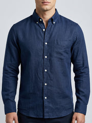 Navy Blue  Slim Fit Linen Casual Shirt – ArrowKnight