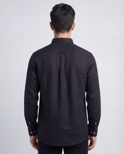 ArrowKnight Solid Black Linen Shirt for Men – Stylish Fit