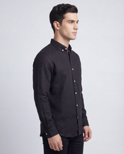 ArrowKnight Solid Black Linen Shirt for Men – Stylish Fit
