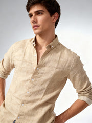ArrowKnight Men’s Beige Premium Linen Shirt