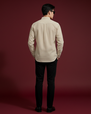 Arrowknight solid  beige cotton shirt-back view
