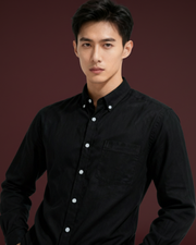 Arrowknight 100% cotton black shirt -front pose 