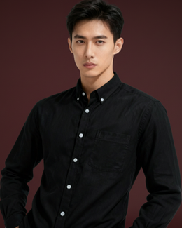 Arrowknight 100% cotton black shirt -front pose 