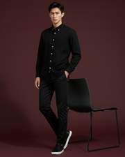 Arrowknight black cotton shirt-full front view