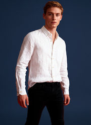 ArrowKnight Premium White Linen Shirt for Men -Casual Wear